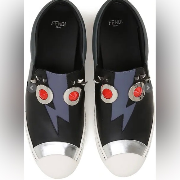 FENDI SLIP ONS LOAFERS EYES & EYELASH DETAIL. VERY GOOD CONDITION. RARE - Picture 2 of 16